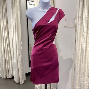 Satin One Shoulder Dress with Side Cutout